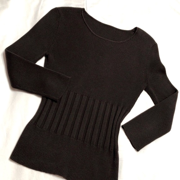 Ribbed Sweater for Women Crew Neck Brown Size Small - Picture 2 of 7